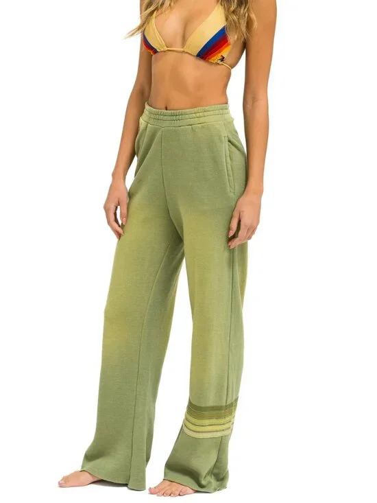 Aviator Nation - Rugby Stitch Wide Leg Sweatpants - Faded Army *Size L* - Picture 2 of 4